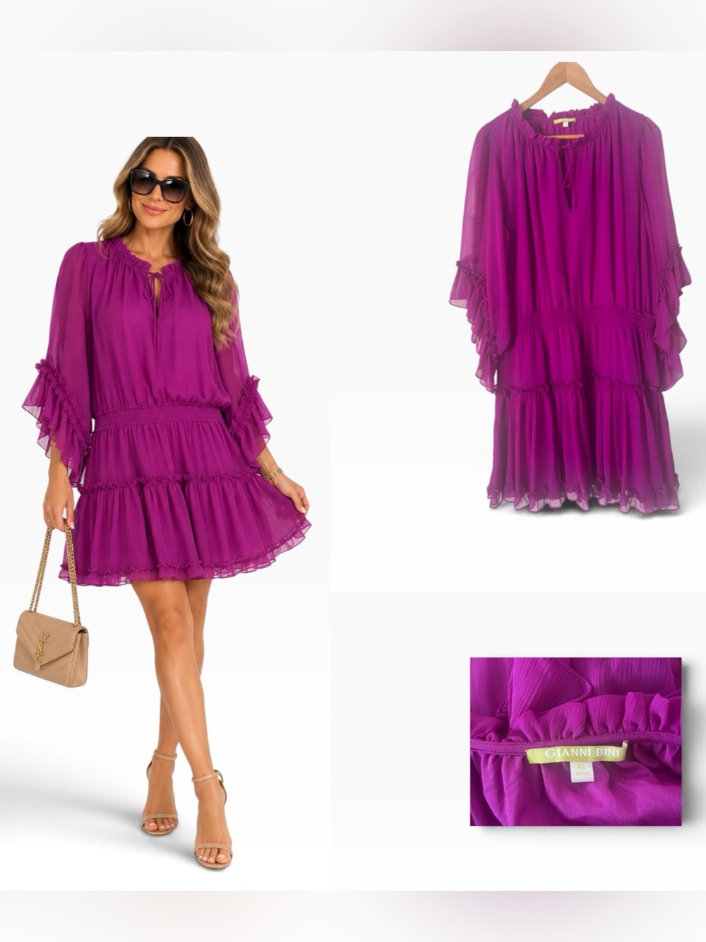Gianni Bini Chiffon Tiered Dress - Size XL